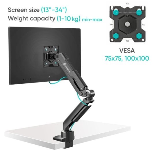Onkron Soporte Para Monitor Y Television De 13 A 34 Pulgadas - Brazo Para Monitor Y Tv Con Peso De Hasta 10 Kg - Soporte