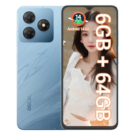 OSCAL Flat 2C 2GB/64GB Smartphone 6.56" Android 14 Azul