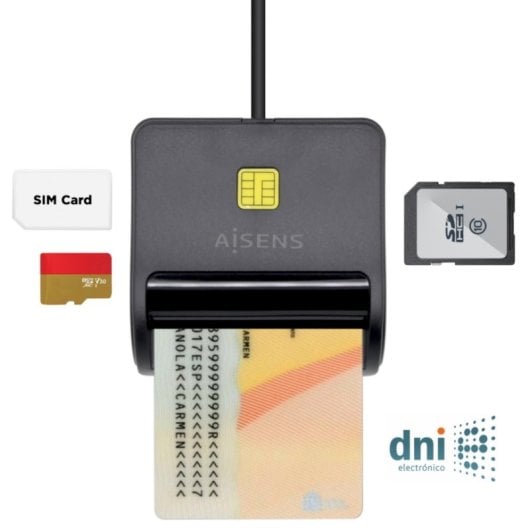 Aisens ASCR-SN02SD-BK Leitor DNIe com Multi-Leitor de Cartões Preto
