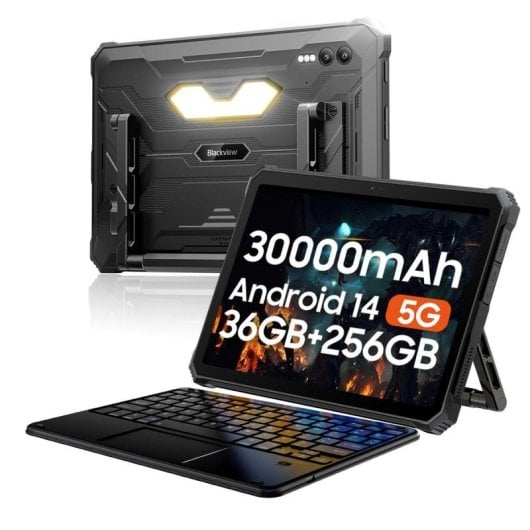 Tablette Blackview Active 10 Pro 5G 11" 12GB/256GB Android 14 30000mAh Noir + Clavier Bluetooth
