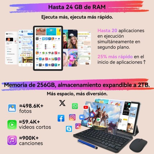 BESTTAB A20 10" 8GB/256GB Tablet Android 14 Gris + Teclado Bluetooth