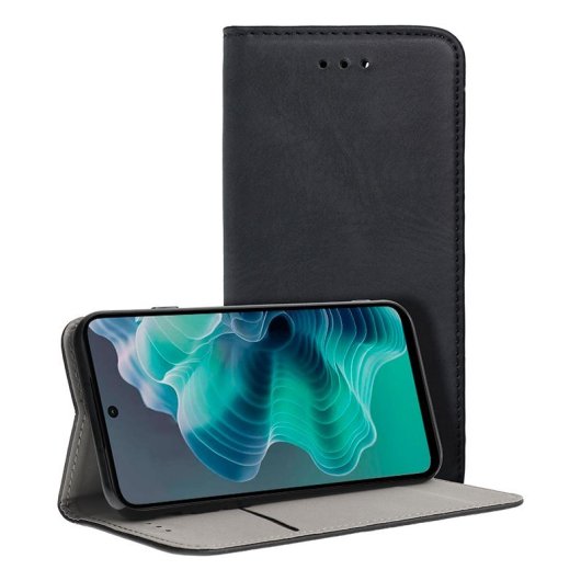 Abuenora Cover Flip In Pelle Con RFID Per Motorola Moto G35 5G – Portafoglio 3 Slot, Supporto, Vetro Temperato Incluso, Nero