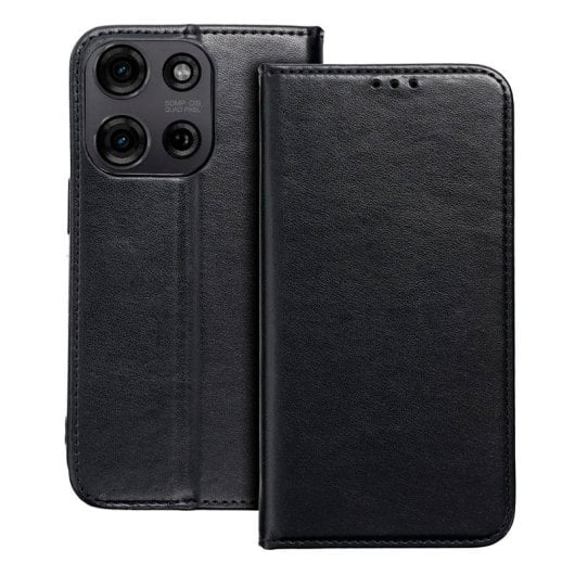 Cooles Flip Cover Case für Motorola Moto G75 5G Glattes Schwarz