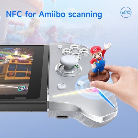 EasySMX S15 Gamepad Sem Fios 1300mAh USB-C com NFC e RGB para Nintendo Switch Branco