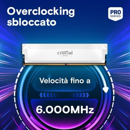 Crucial Pro OC DDR5 6000MHz 32GB 2x16GB CL36 Intel XMP 3.0 e AMD EXPO Brancas