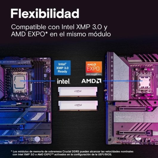Crucial Pro OC DDR5 6000MHz 32GB 2x16GB CL36 Intel XMP 3.0 e AMD EXPO Brancas