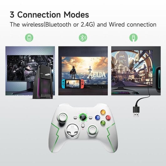 EasySMX 9013 Pro Gamepad Sem Fios Bluetooth/2.4GHz para PC/Switch/Android/iPhone/iPad Preto