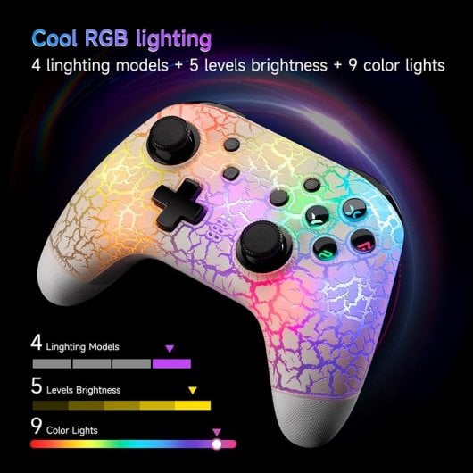 EasySMX ESM-9124 Kabelloses Bluetooth/2,4GHz Gamepad weiß für Nintendo Switch/PC/Android/iOS