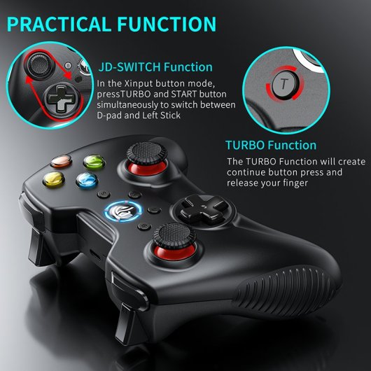EasySMX 8236 Kabelloses Gamepad 2,4 GHz, schwarz, für PC/TV/Nintendo Switch/Steam/Android/PS3