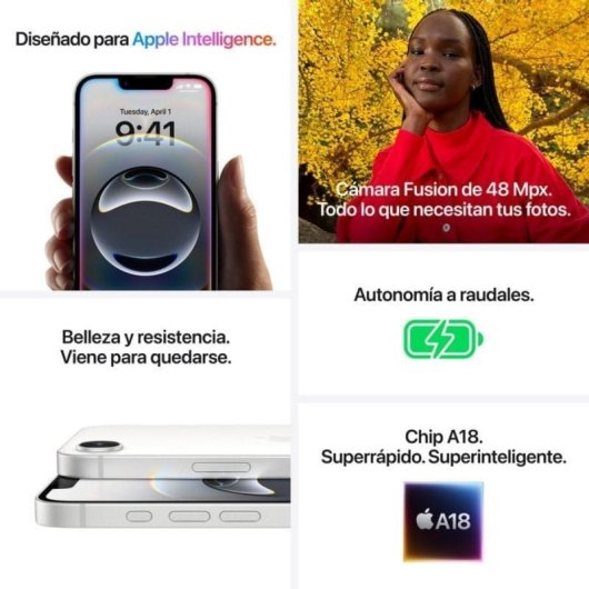 Smartphone Apple iPhone 16e 256GB Negro OLED 6.1" A18 5G Dual SIM Face ID USB-C