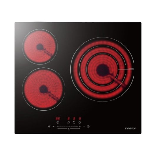 Infiniton VIT3SN303 Vitrocerámica 3 Zonas 9 Niveles de Potencia 60 cm Negra
