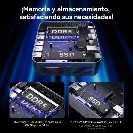 Mini PC GEEKOM GT1 Mega Intel Core Ultra 5 125H/32 Go/SSD 1 To
