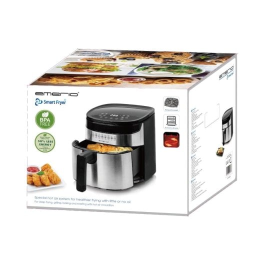 Emerio Af-129084 Heißluftfritteuse, 1300 W, 4,5 l, 8 Programme, Edelstahl, Schwarz