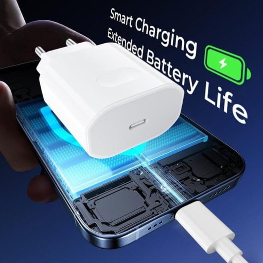 Klack Carregador de Carga Rápida com Cabo USB Tipo-C Trançado Compatível com iPhone 15/16 Branco