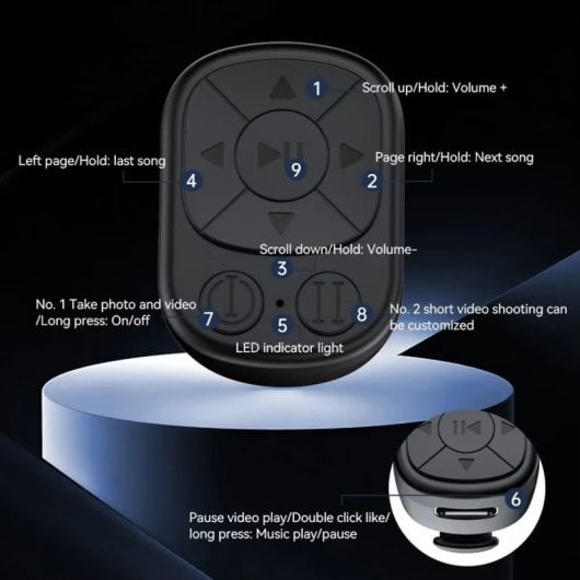 Klack Anillo de Control Remoto con Diseño Ergonómico y Control Bluetooth para Controlar Remotamente