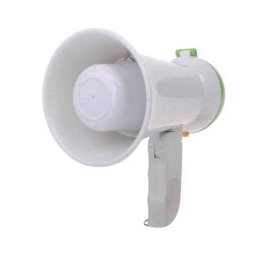 Klack Mini Megáfono Digital para Hablar, Grabar, Reproducir, Sirena Blanco