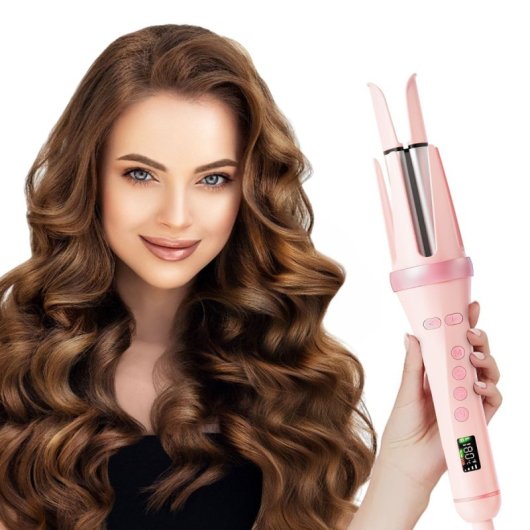 Klack Curler Rizador de Pelo Automático con 4 Ajustes de Temperatura, Sin Daño, Rosa