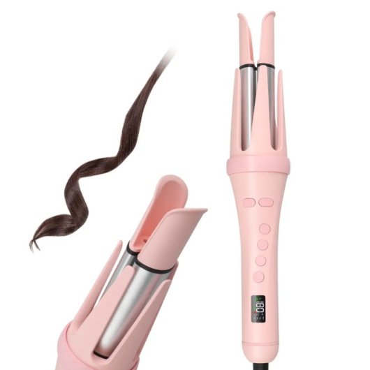 Klack Curler Rizador de Pelo Automático con 4 Ajustes de Temperatura, Sin Daño, Rosa