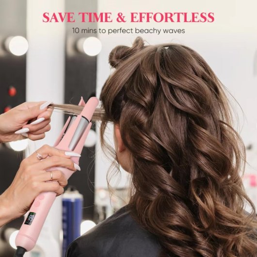 Klack Curler Rizador de Pelo Automático con 4 Ajustes de Temperatura, Sin Daño, Rosa