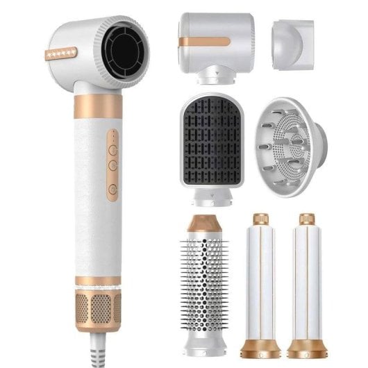Klack Hot Air Styler 7 en 1 Secador de Pelo Profesional de Alta Velocidad 110000RPM Blanco/Cobre