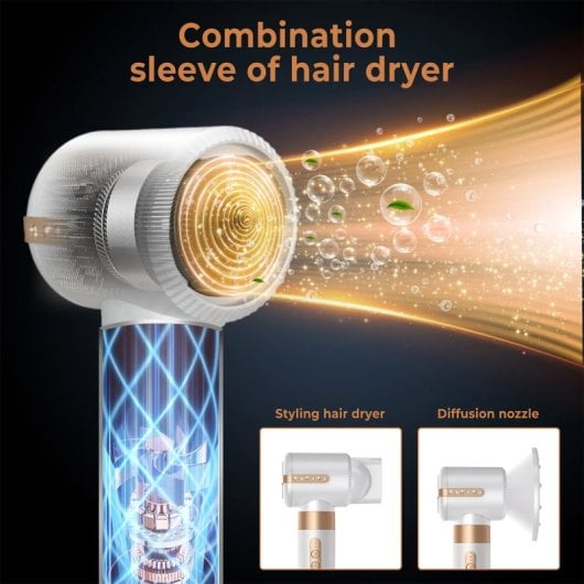 Klack Hot Air Styler 7 em 1 Secador de Cabelo Profissional de Alta Velocidade 110000RPM Branco/Cobre