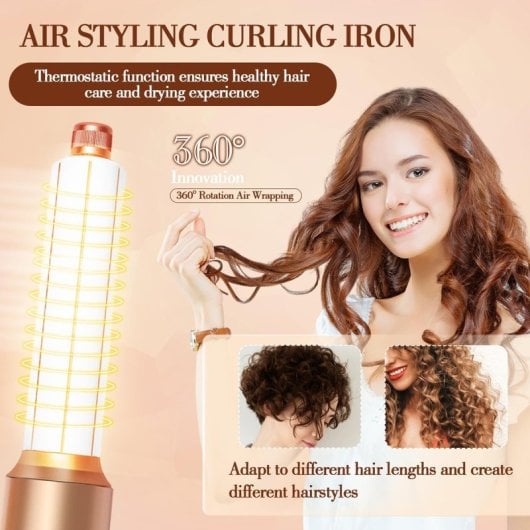 Klack Hot Air Styler 7 em 1 Secador de Cabelo Profissional de Alta Velocidade 110000RPM Branco/Cobre