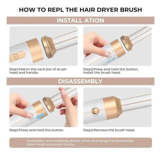 Klack Hot Air Styler 7 en 1 Secador de Pelo Profesional de Alta Velocidad 110000RPM Blanco/Cobre