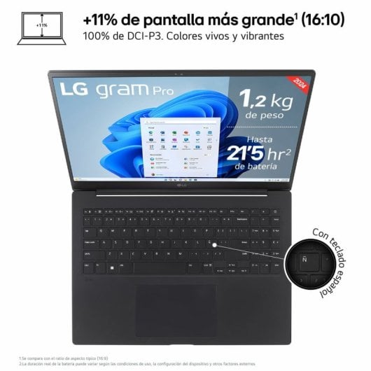 LG Gram Pro OLED 16Z90SP-K Intel Core Ultra 7 155H/32 Go/SSD 1 To/16"