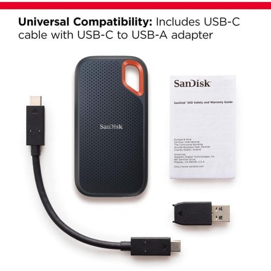 SanDisk Extreme Portable 8 TB externe SSD 1050 MB/s USB-C 3.2 Gen 2 Schwarz