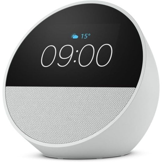 Nouveau réveil intelligent Amazon Echo Spot avec son de qualité et Alexa Blanc