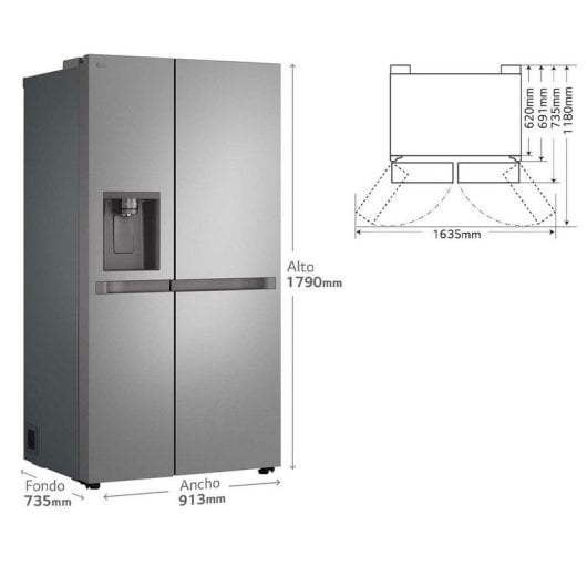 LG GSLC41PYPE Frigorífico Americano Side By Side sin Toma de Agua 641L E Inox Antihuellas