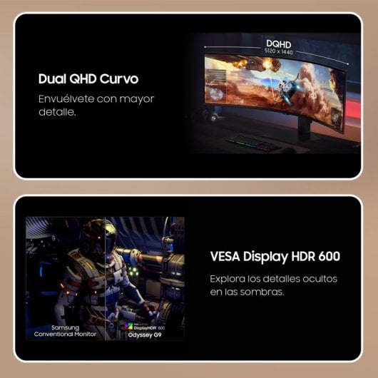 Samsung Odyssey G9 LS49FG916EUXEN 49" LED VA UltraWide DQHD 144Hz HDR600 FreeSync Premium Pro Curvo
