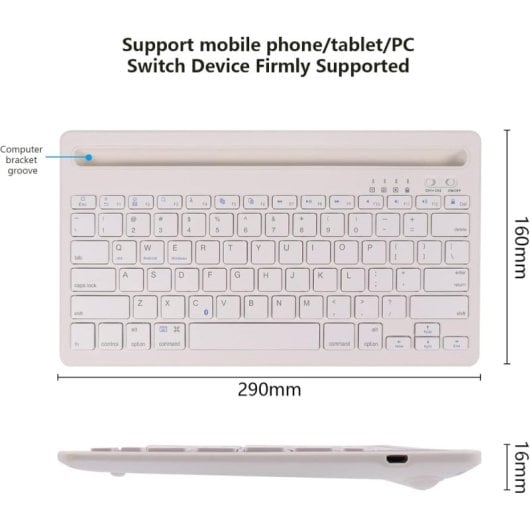 Klack Teclado Multidispositivo Recargable Bluetooth de 2 Canales en Español (Incluye Ñ) Blanco