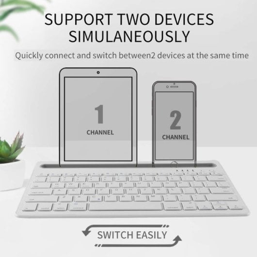 Klack Teclado Multidispositivo Recargable Bluetooth de 2 Canales en Español (Incluye Ñ) Blanco