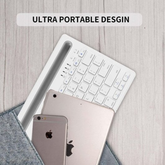 Klack Teclado Multidispositivo Recargable Bluetooth de 2 Canales en Español (Incluye Ñ) Blanco