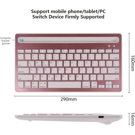 Klack Teclado Multidispositivo Recargable Bluetooth de 2 Canales en Español (Incluye Ñ) Rosa