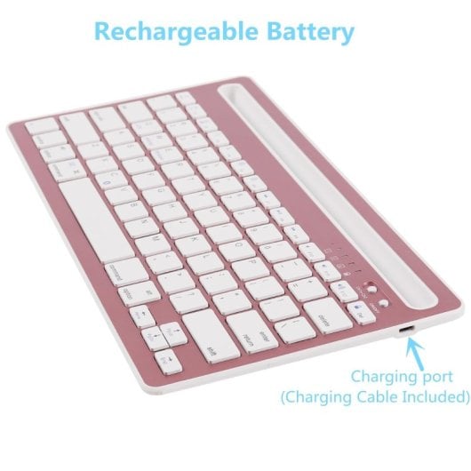 Klack Teclado Multidispositivo Recargable Bluetooth de 2 Canales en Español (Incluye Ñ) Rosa