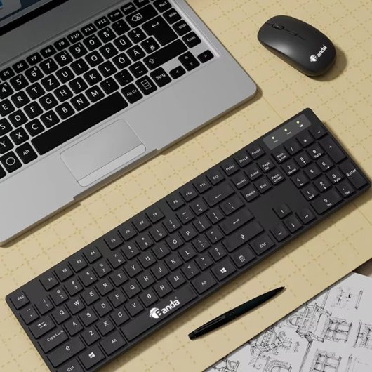 Klack K10C Conjunto de Teclado 104 Teclas e Rato Sem Fios Preto (ES)