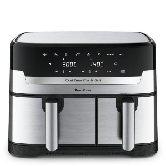 Airfryer Moulinex Dual Easy Fry EZ905D20 Double Panier 8,3L 2450W Inox