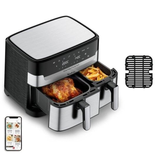 Airfryer Moulinex Dual Easy Fry EZ905D20 Double Panier 8,3L 2450W Inox