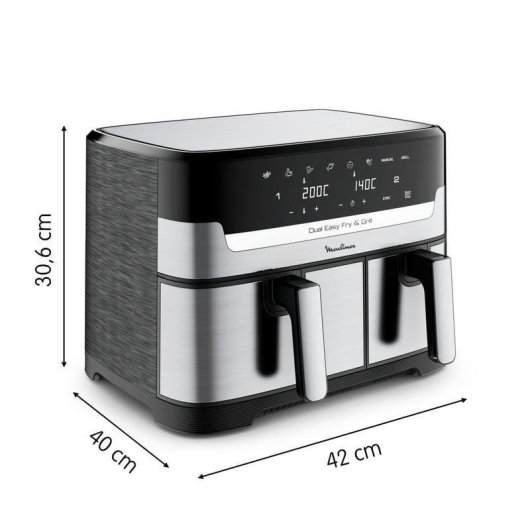 Airfryer Moulinex Dual Easy Fry EZ905D20 Double Panier 8,3L 2450W Inox