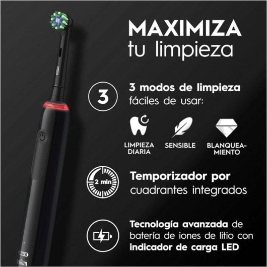 Escova Dental Elétrica Oral-B Pro 3 3000 Black 3 modos e 2 Cabeças
