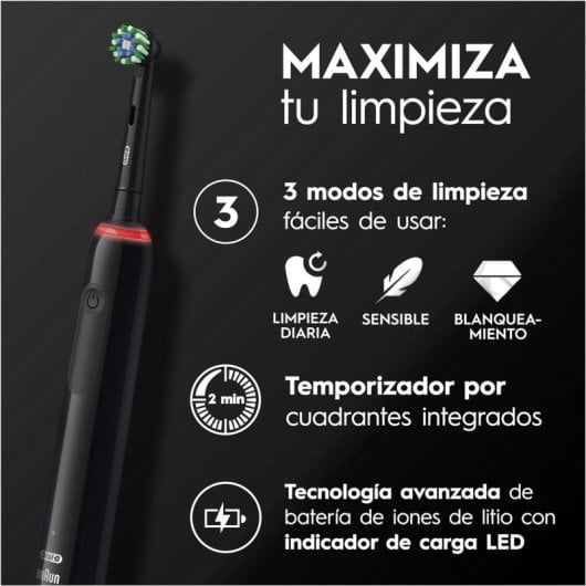 Oral-B Pro 3 3000 Escova Dentes Elétrica Preta