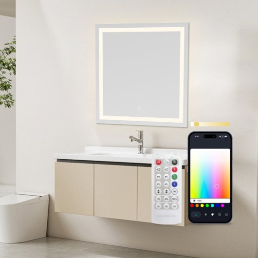 Ksix Aqua Espejo Inteligente Antivaho 70x70cm Altavoz Integrado RGB