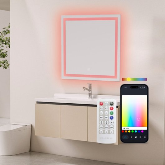 Ksix Aqua Espejo Inteligente Antivaho 70x70cm Altavoz Integrado RGB