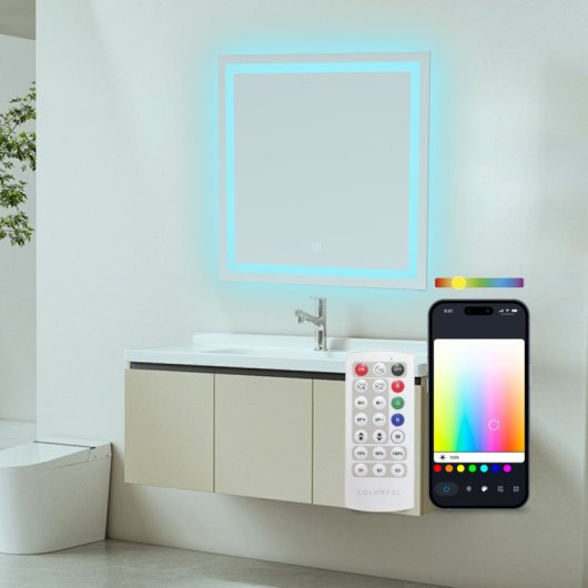 Ksix Aqua Espejo Inteligente Antivaho 70x70cm Altavoz Integrado RGB