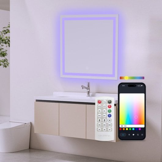 Ksix Aqua Espejo Inteligente Antivaho 70x70cm Altavoz Integrado RGB