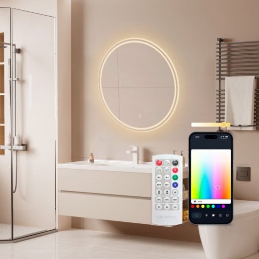 Ksix Oasis Espejo Inteligente Antivaho Diámetro 70cm Altavoz Integrado RGB