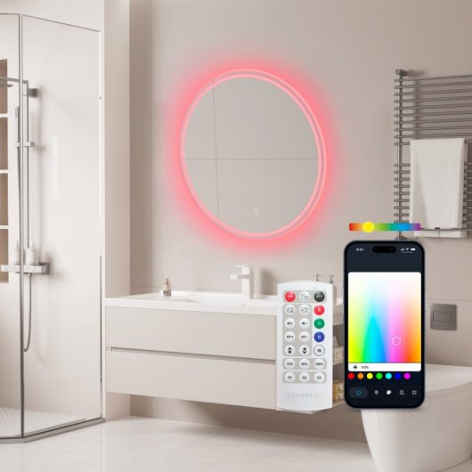 Ksix Oasis Espejo Inteligente Antivaho Diámetro 70cm Altavoz Integrado RGB