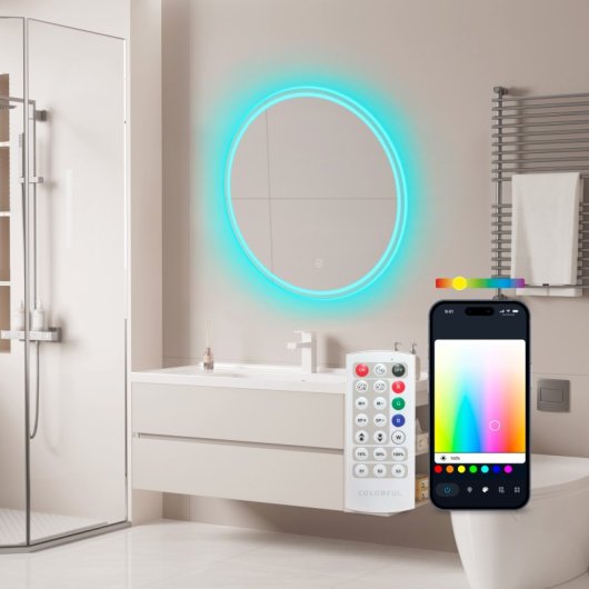 Ksix Oasis Espejo Inteligente Antivaho Diámetro 70cm Altavoz Integrado RGB